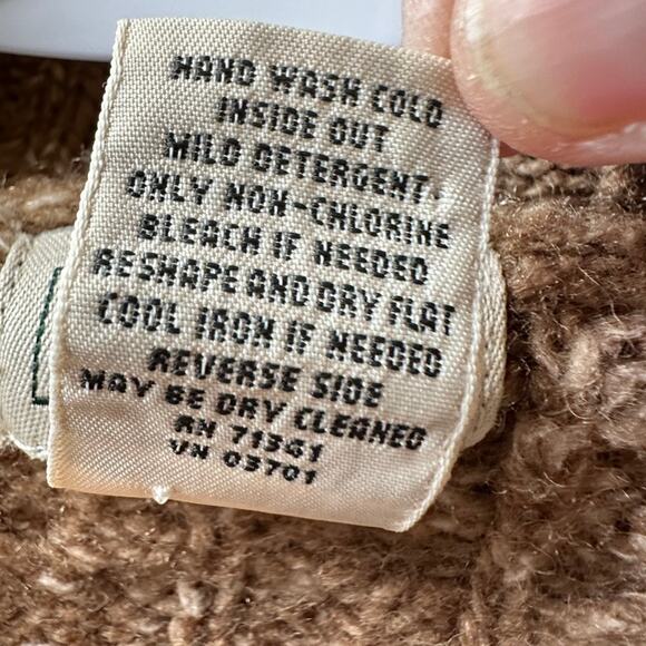 L.L. Bean Cable Knit Cardigan Sweater Wool Blend Button Front Long Sleeve SMALL - Picture 9 of 11